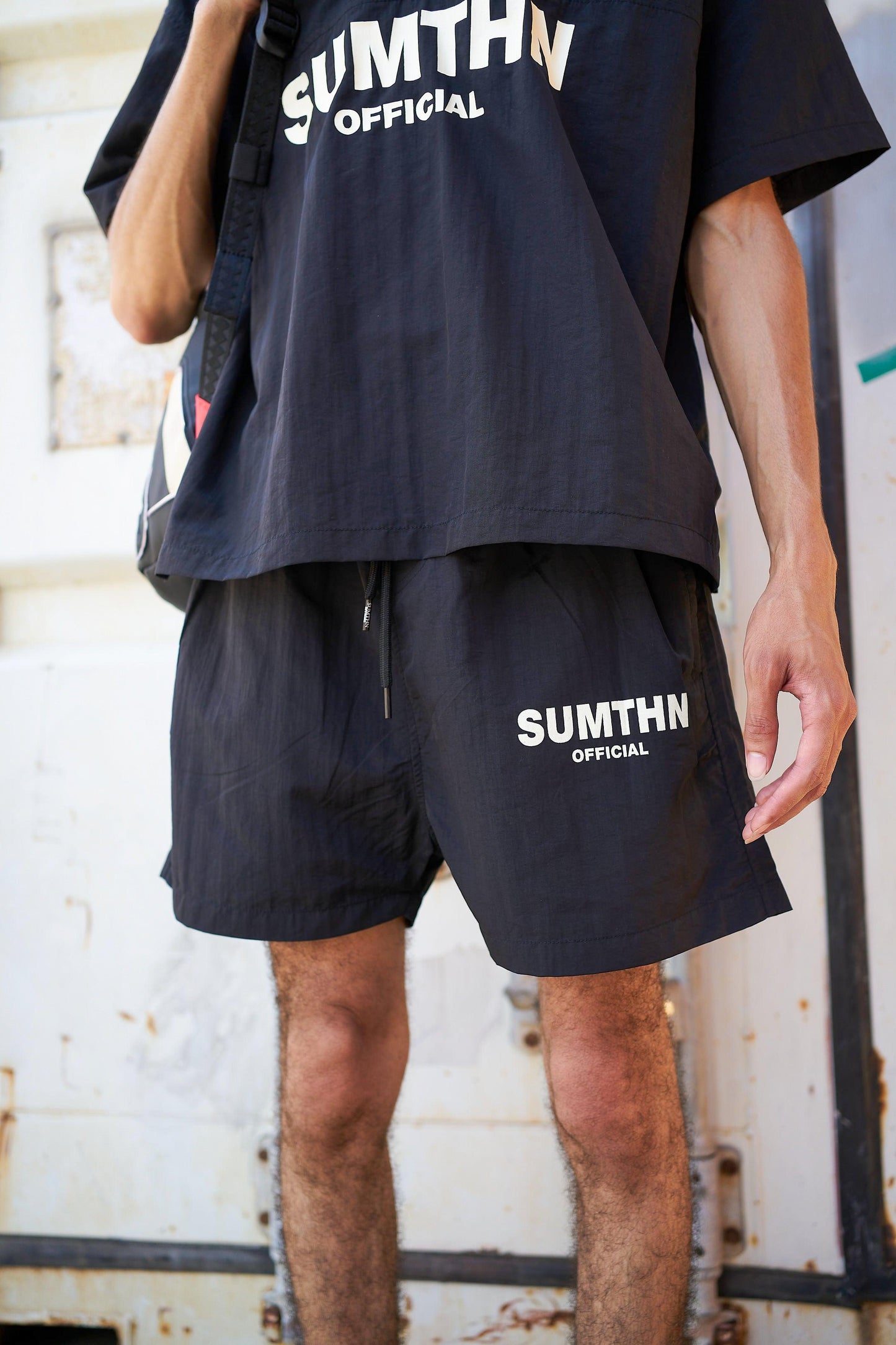 S.T.T Windbreaker Shorts - Black/Cream