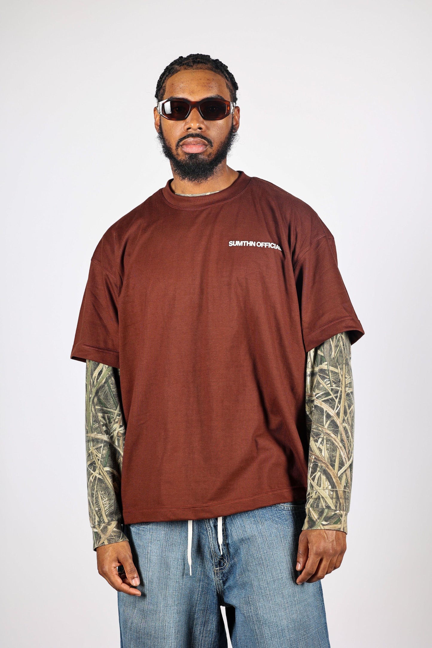 Drop Shoulder T-Shirt - Brown