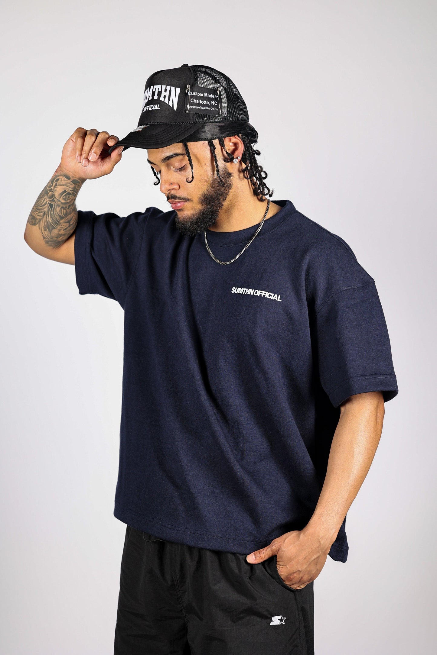 Drop Shoulder T-shirt - Navy