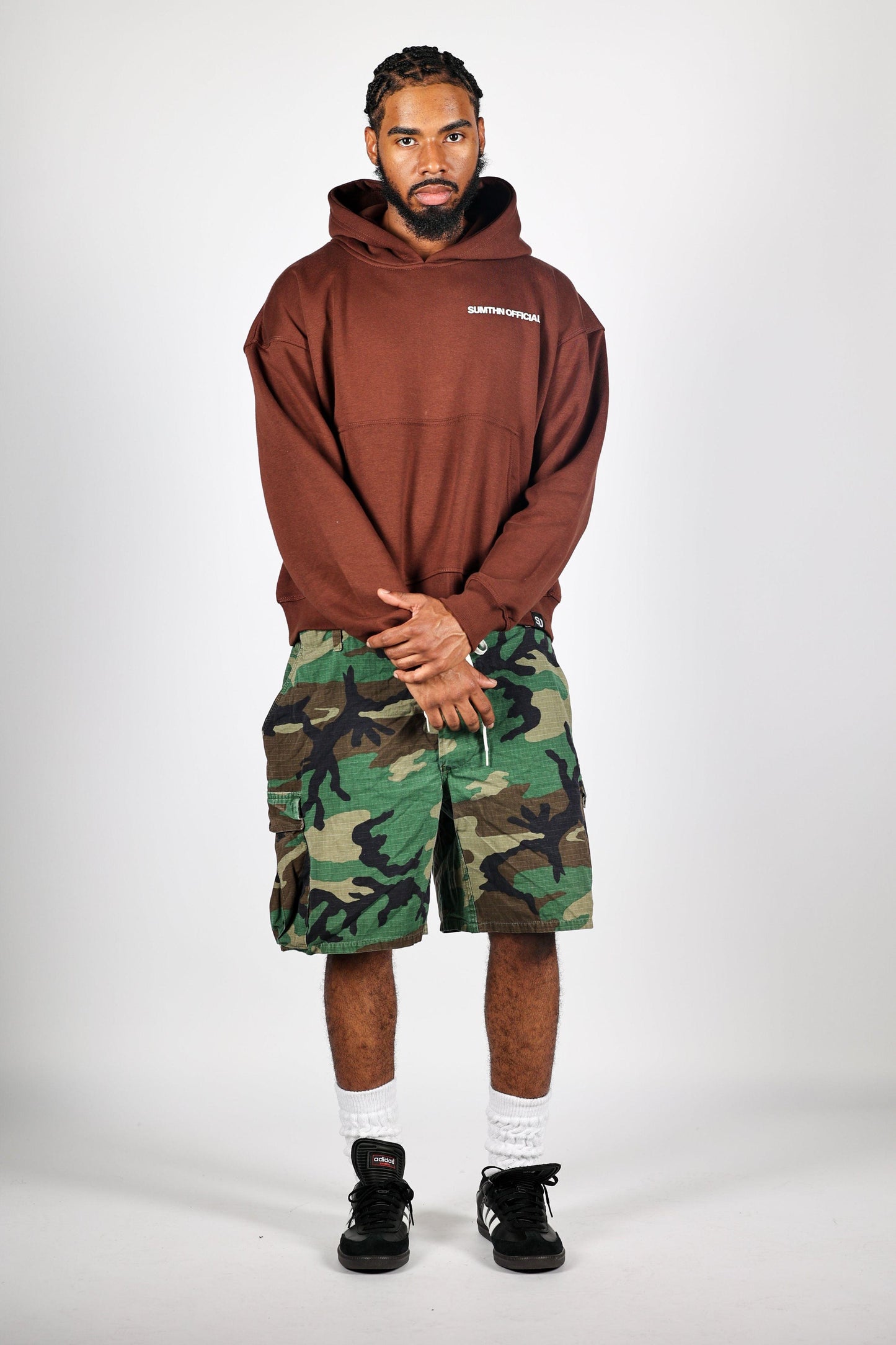 Drop Shoulder Hoodie - Brown