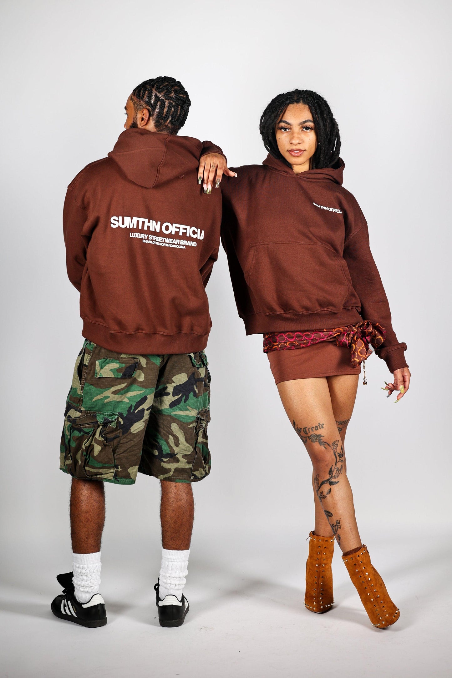 Drop Shoulder Hoodie - Brown