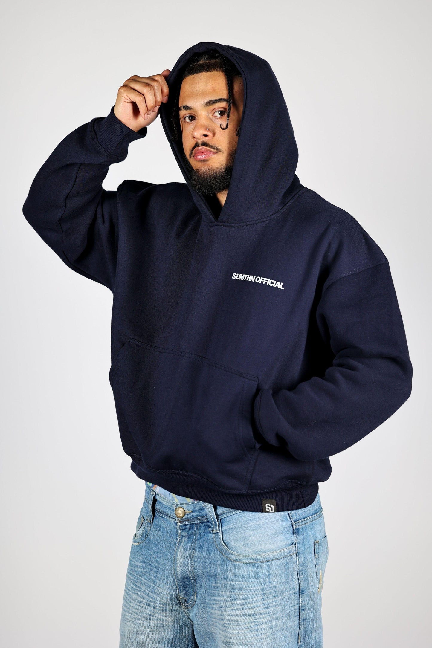 Drop Shoulder Hoodie - Navy