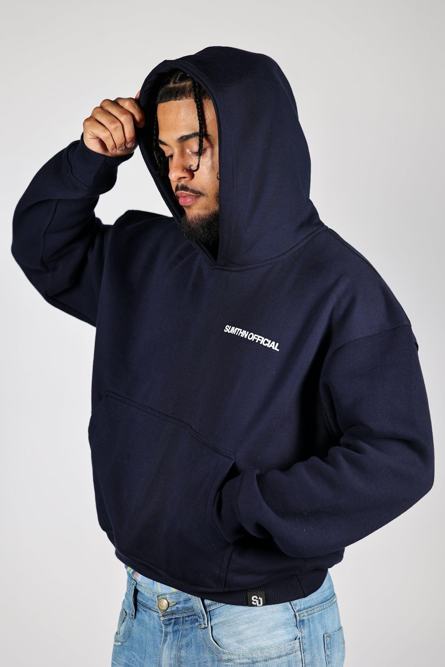 Drop Shoulder Hoodie - Navy