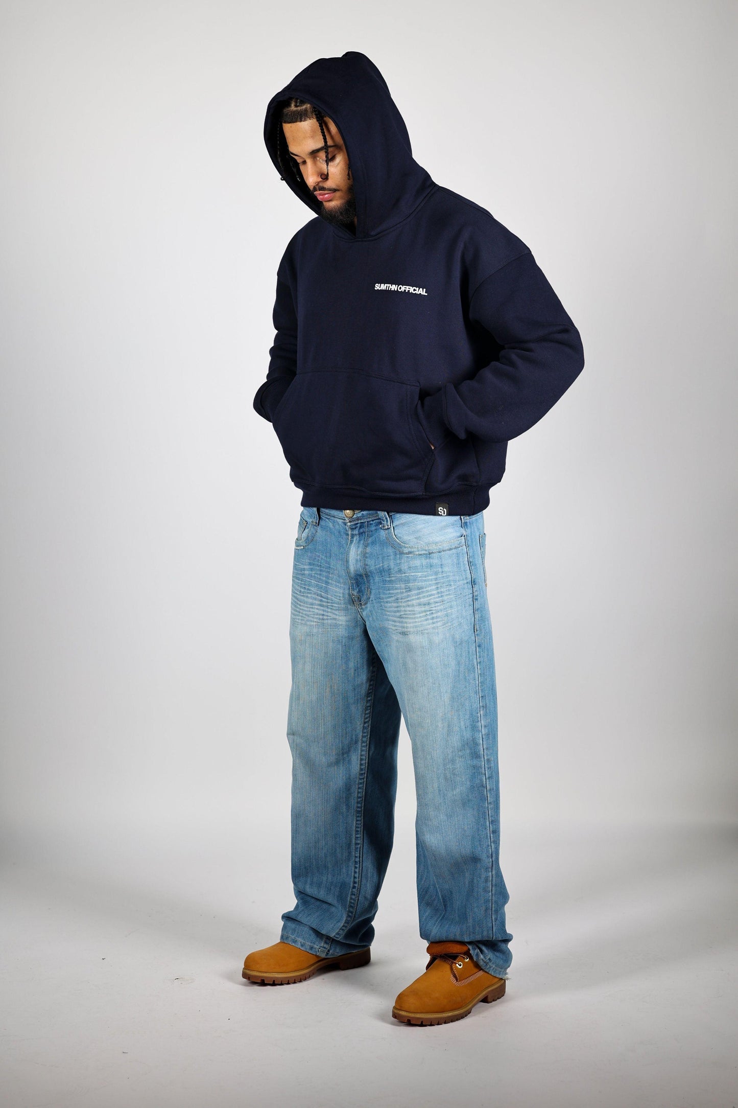 Drop Shoulder Hoodie - Navy