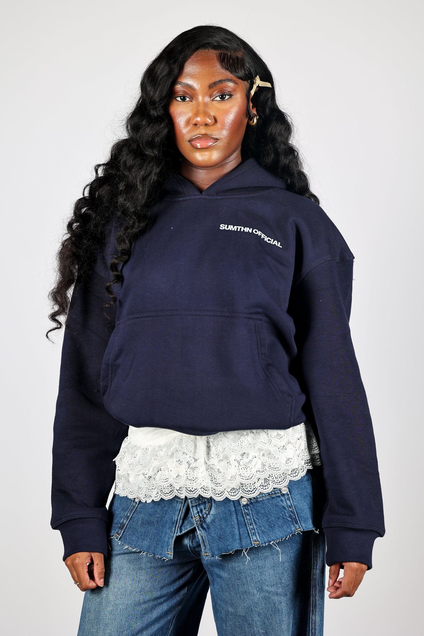 Drop Shoulder Hoodie - Navy