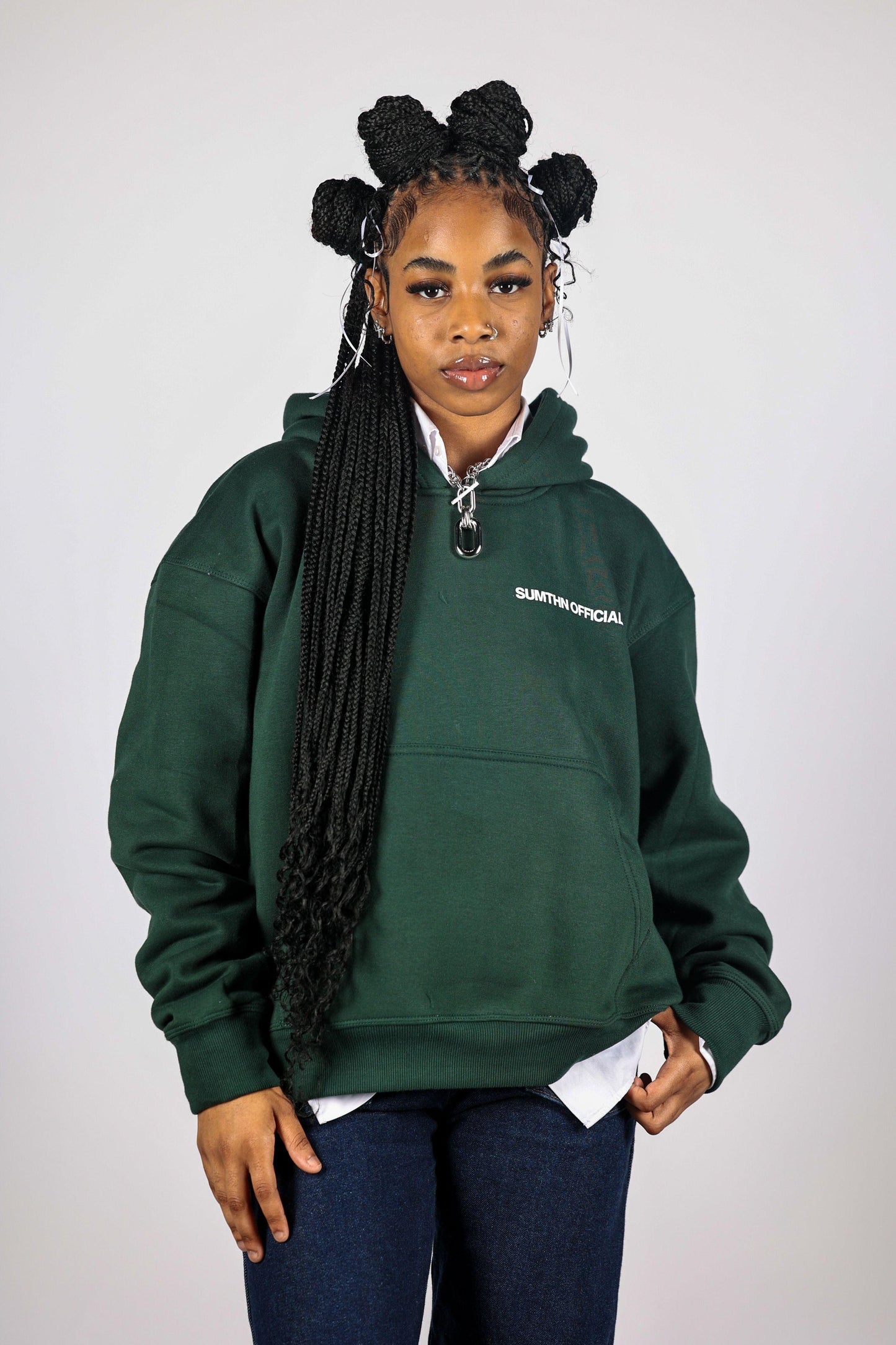 Drop Shoulder Hoodie - Forest Green