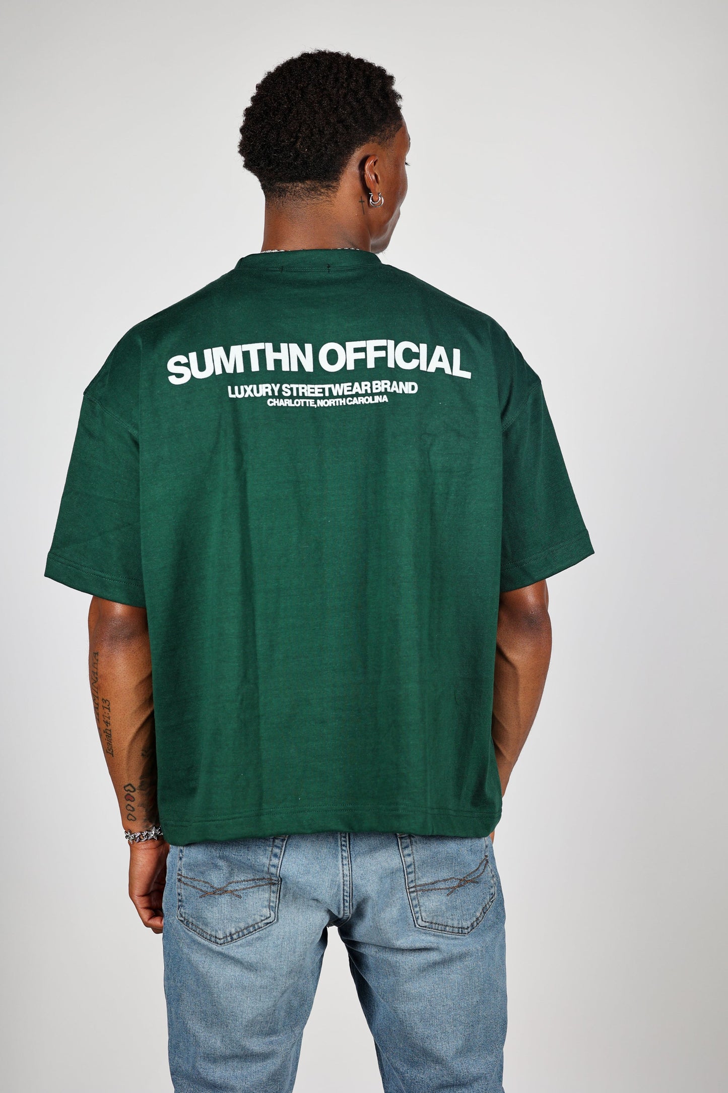 Drop Shoulder T-Shirt - Forest Green